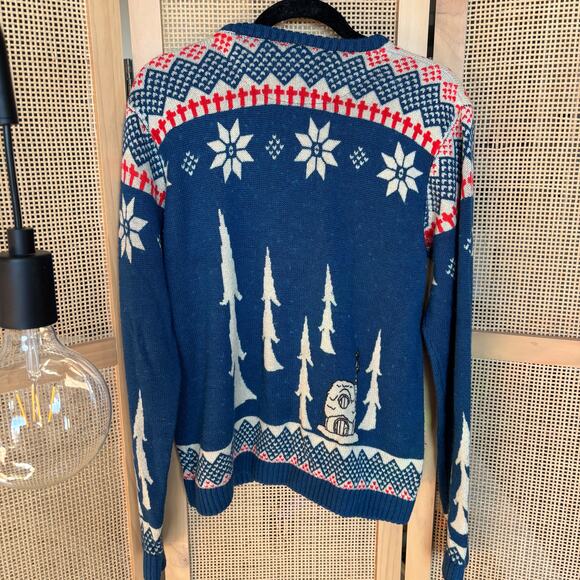 Toddland blue christmas sweater wool Gnome pullover ski kitschy cabin - Picture 5 of 5